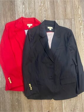 Bundle (2) Appleseed's Wool Blazers Size 8 Navy / Red Gold Button Preppy